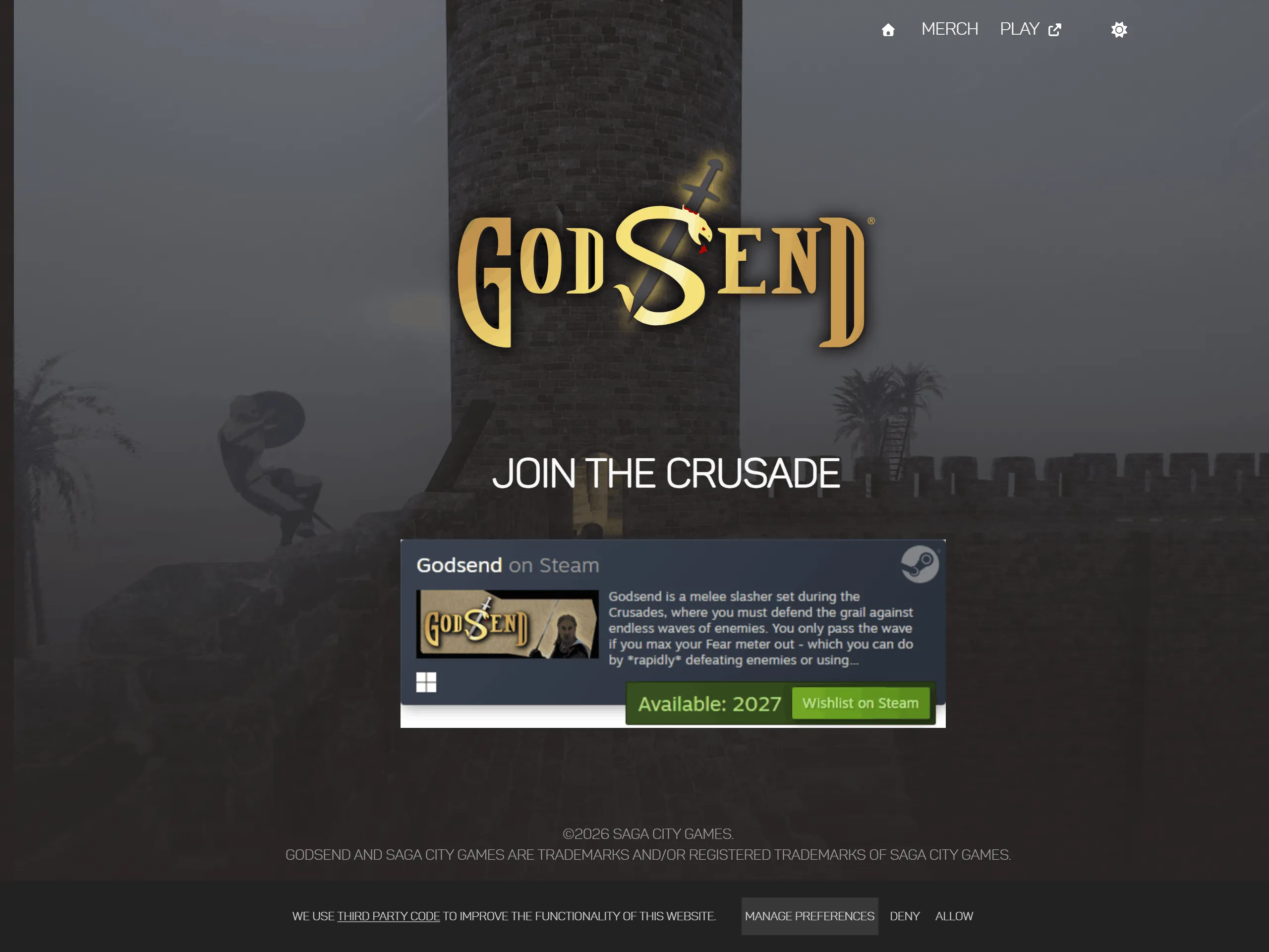 Saga City Games website homepage